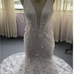 Elegant Boho White Lace Wedding Dress